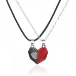 El Regalo Unisex 2 Pcs Heart Couples Magnetic Necklace for Couples/Besties/Friends - Black White Matching Pendant Friendship Distance Magnetic Love Heart Jewelry (Red & Grey)