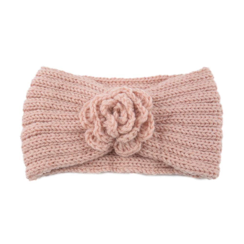 El Regalo Knitted Flower Headwrap Headband | Ear Warmer Hair Muffs Band | Winter Designer Ear Warmer Headbands for Girls & Women (Peach)