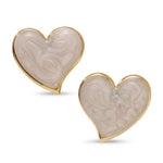 El Regalo 1Pair Stainless Steel Anti-Tarnish Pink Enamel Earrings for Girls & Women | Trendy & Cute Leaf, Bow, Ribbon, Strawberry & Butterfly Stud Earrings (Big Heart)
