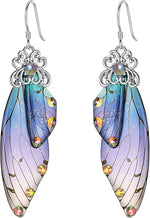 El Regalo Gorgeous Butterfly Wings Earrings - Handcrafted Colorful Austrian Crystal Hook Earrings for Women & Girls | Fantasy Fairy Dangle Earrings | Elegant Jewelry (Blue with Silver Finish)