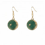 El Regalo Starry Crescent Moon & Star Planet Celestial Earrings for Girls & Women- Crescent Moon Enamel Earrings (Green Moon)
