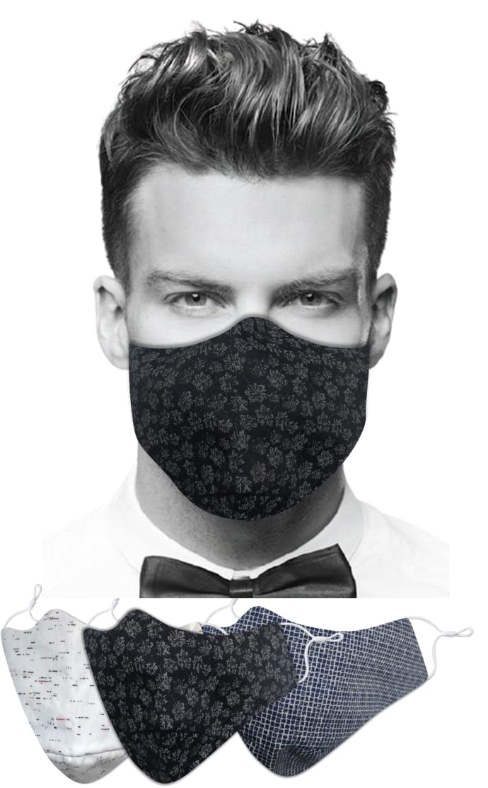 El Regalo XL Large Plus Size Cotton Face Masks for Men Set of 3 large Face Mask (Adjustable to XL/XXL) Sizes using Adjustable Earloop | India's First Plus Size 3 Layers Cotton Masks