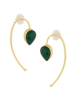 El Regalo Beautifully Handcrafted Gold Plated Brass Party Earrings- Trendy & Contemporary Stones Statement Earrings for Women (Dark Green)