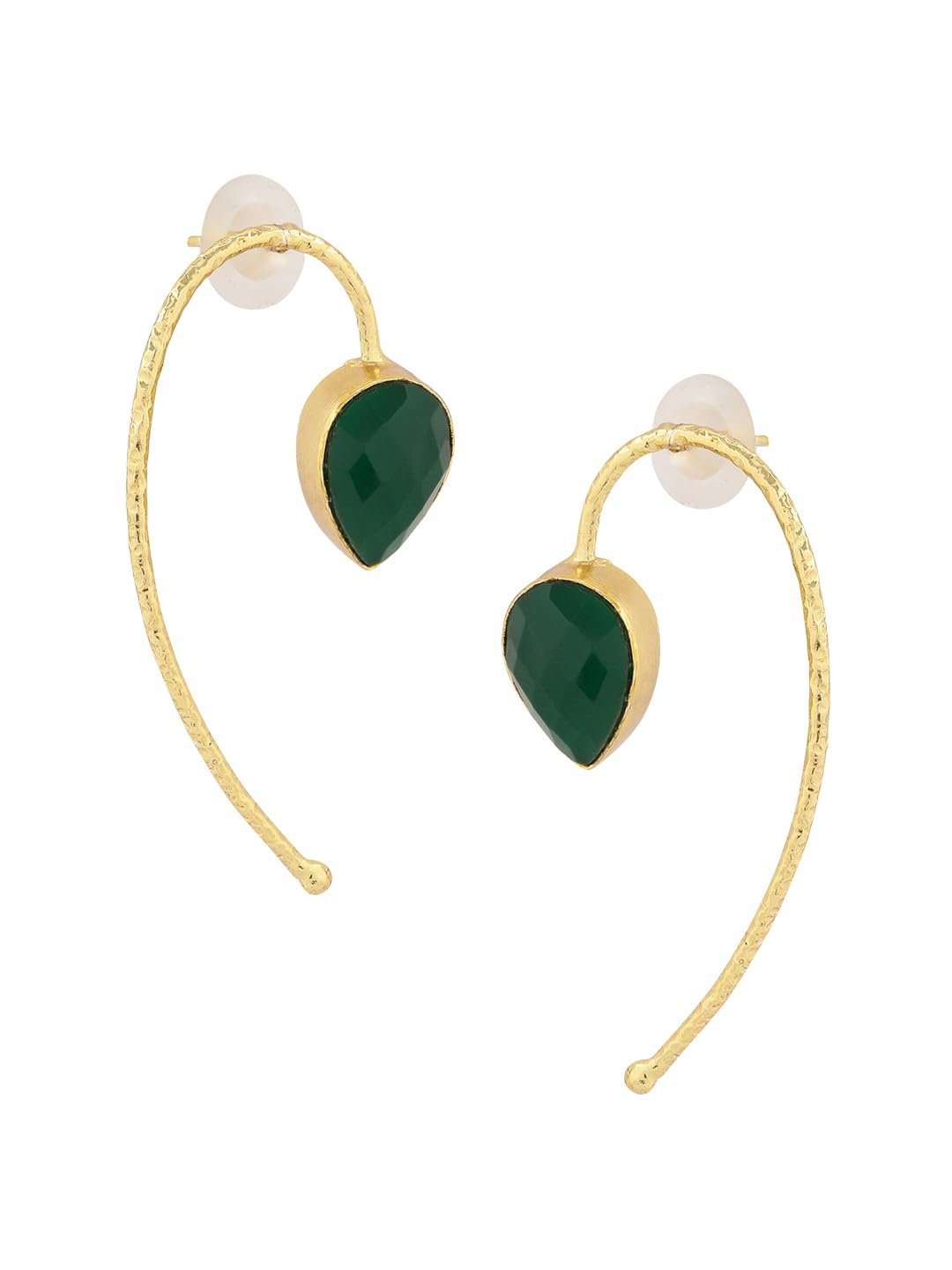 El Regalo Beautifully Handcrafted Gold Plated Brass Party Earrings- Trendy & Contemporary Stones Statement Earrings for Women (Dark Green)