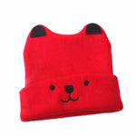 El Regalo 1 PC Toddler Baby Soft Caps | Beanie Earflaps Little Girl Boy Colorful Cartoon Bear Warm Knit Hat (1-3 Years) (Red)