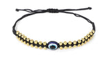 El Regalo Hand Woven Evil Eye Unisex Bracelet - Handmade with Golden & Silver Beads (Golden Black)
