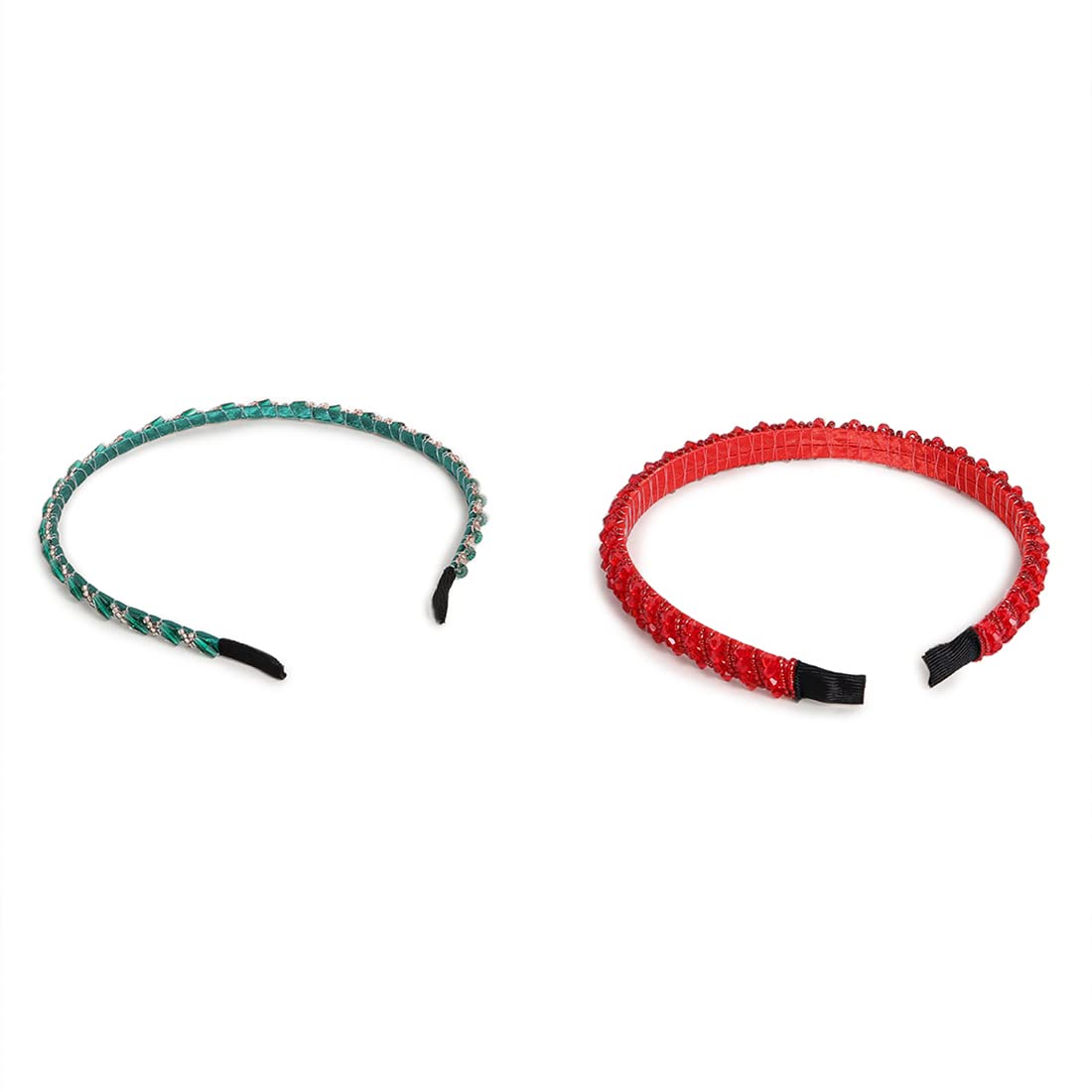 El Regalo 2 Pieces Rhinestone Crystal Headbands Shiny Non-Slip Beaded Party Hairband Hair Bands Hair Accessories Hair Decoration for Women Girls (Option-4)
