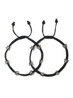 El Regalo 1 Pair Butterfly Boho Macrame Adjustable Oxidized German Silver Bead Nazabattu Anklet for Girls & Women- Bohemian Tribal Thread Anklet Set