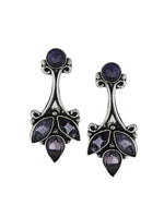 El Regalo 925 Silver Plated Vintage Stones Stud Earrings for Women & Girls (Purple)