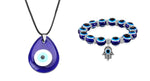 El Regalo 2 PCs Evil Eye Couple Jewelry Set- Evil Eye Big Leather Rope Necklace & Bracelet Set Best Friends/Besties/Couple- Women Men- Valentine's Day Gift (Evil Eye Jewelry Set- 4)