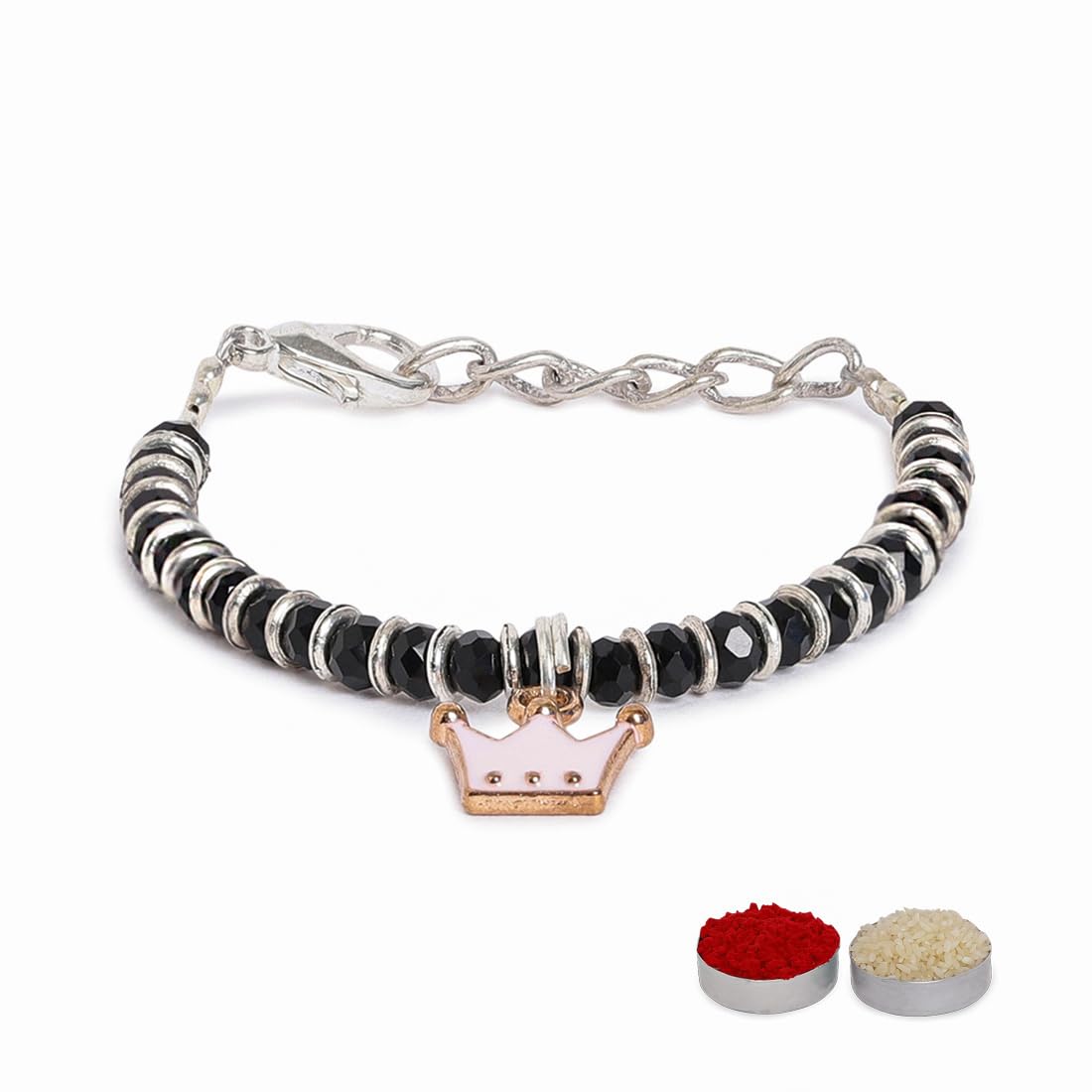 El Regalo Kids Rakhi for Baby Brother - Cute Charms Evil Eye Nazaria Rakhi with shagun, Rakhi Message Card in Rakhi Gift Box for Kids/Babies/Toddlers (Pink Crown)
