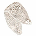 El Regalo's 1PC Winter Crochet Knitted Headwrap Headband with 3D flower & Button for Girls & Women- Ear Warmer Hair Muffs Band | Winter Designer Headbands for Teens & Women (White)