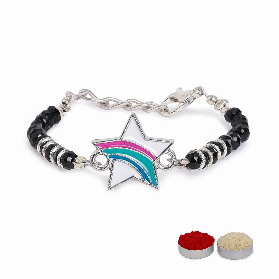 El Regalo Kids Rakhi for Baby Brother - Cute Charms Evil Eye Nazaria Rakhi with shagun, Rakhi Message Card in Rakhi Gift Box for Kids/Babies/Toddlers (Rainbow Star)