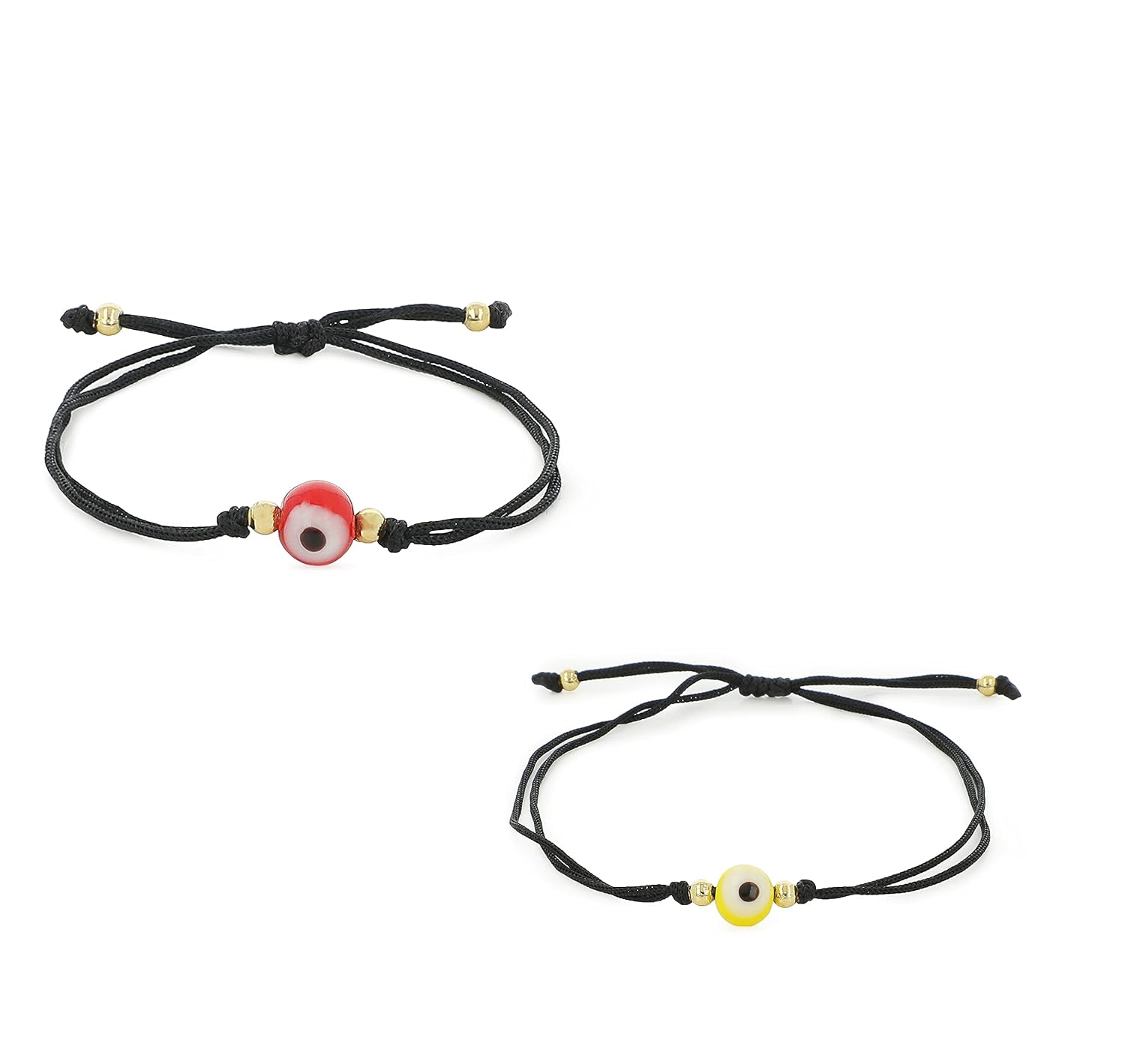 El Regalo 2 PCs Round Evil Eye Bracelet Set - Handwoven Adjustable Evil Eye Bracelets Combo for Babies/Kids/Teens/Girls/Boys/Men & Women (Option- 3)