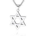 Star of David Necklaces, Stainless Steel 18K Gold Plated or Black Color Megan Star Pendant Amulet Israel Necklace Gift for Women Men, Small or Big, 1.57" x 1.18" x 3.7mm, Stainless Steel, No Gemstone
