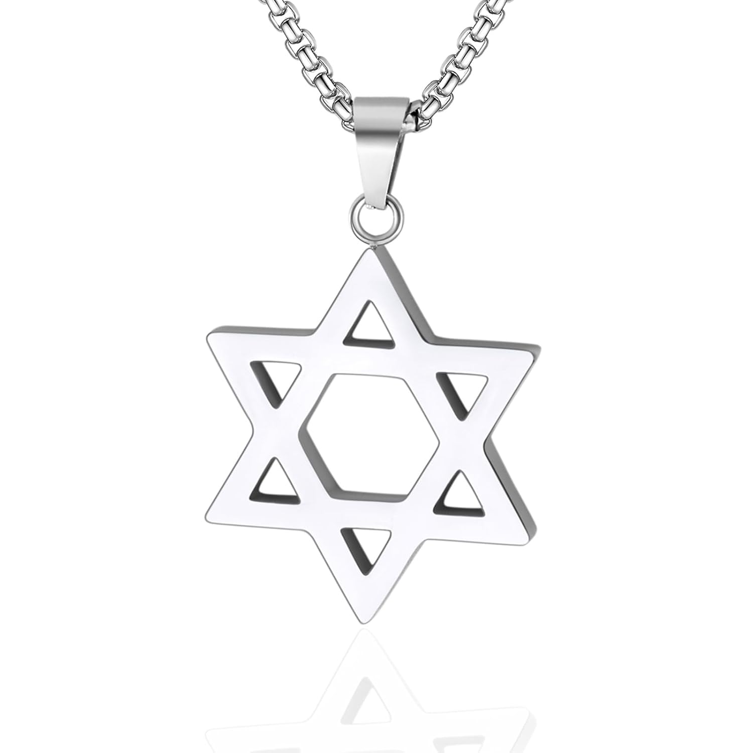 Star of David Necklaces, Stainless Steel 18K Gold Plated or Black Color Megan Star Pendant Amulet Israel Necklace Gift for Women Men, Small or Big, 1.57" x 1.18" x 3.7mm, Stainless Steel, No Gemstone