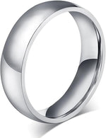 El Regalo Solid Stainless Steel 6mm Plain Classic Band Ring Comfort-Fit for Men Women- Anti Tarnish/Waterproof Plain Dome Stacking Simple Rings Bands Thumb Finger Ring (Silver, 20)