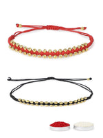 El Regalo Unisex Adult 2PCs Simple, Minimalist Beaded Bracelet Rakhi for Brothers/Bhai- Bhabhi with Roli-Chawal, Rakhi Card in Rakhi Gift Box (Red & Black Golden)