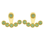 El Regalo 1Pair Stainless Steel Crystal Stud Front Back 2 Ways Ear Jackets for Women & Girls - Elegant Dual Style Earrings with Multicolor CZ Stones (5 Color Options) (Light Green)