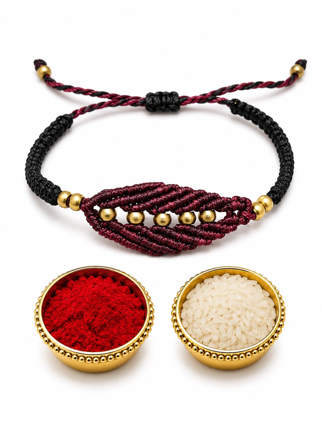 El Regalo Rakhi for Brother- Handwoven Vintage Macrame Bracelet Rakhi with shagun, Rakhi Card in Rakhi Gift Box
