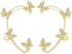 El Regalo 1 Pair CZ Butterfly Cuff Earrings for Non Pierced Ears- No Piercing Zircon Butterfly Wrap Crawler Ear Cuff Earrings For Women & Girls (Gold)