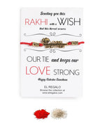 El Regalo Loving Brother Peacock Feather Thread Rakhi for Bhai/Bhaiya- Krishna Feather Red Thread Rakhi with Roli Chawal Shagun Pack, Rakhi Message Card in Rakhi Gift Box