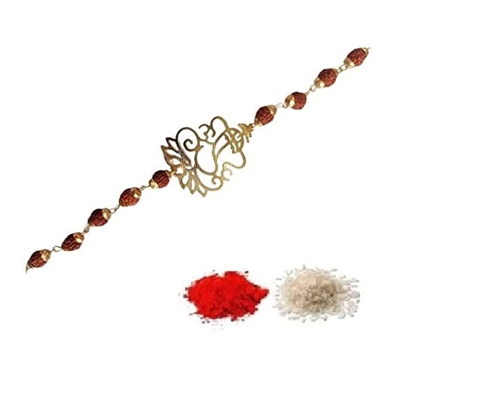 El Regalo OM Red Rakhi for Brother/Bhai/Nephew/Bhatija OM Handwoven Rakhi with shagun, Rakhi Message Card in Rakhi Gift Box