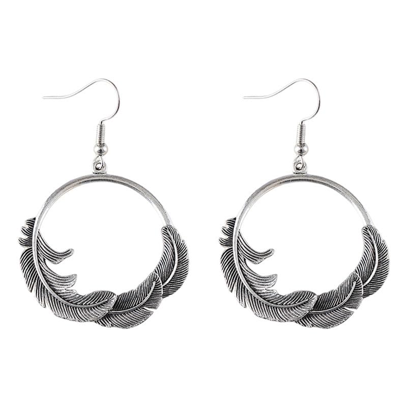 El Regalo Bohemian Oxidised Silver Earrings for Women | Vintage Tribal Hoop & Geometric Drop Earrings | Boho Statement Dangle Earrings for Girls | Indo Western Fashion Jewellery (Style-2)