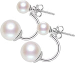 El Regalo Premium 2-Way Front Back Ear Jacket Earrings for Women & Girls | Convertible Cubic Zirconia CZ Studs & Pearl Drops | Elegant Korean Western Party Ear Cuffs for Pierced Ears (CZ Ear Jacket)