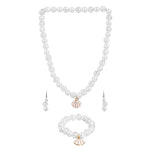 El Regalo 3 PCs Kids Girls Necklace, Bracelet & Earrings Jewelry Set- Girls Beaded Charms Princess Jewelry Set (Shell Charm Jewelry Set)