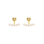 El Regalo Pearls Heart Jacket Earring for Girls & Women | Korean Pearl Dual Purpose Love Heart Gold Color Earrings