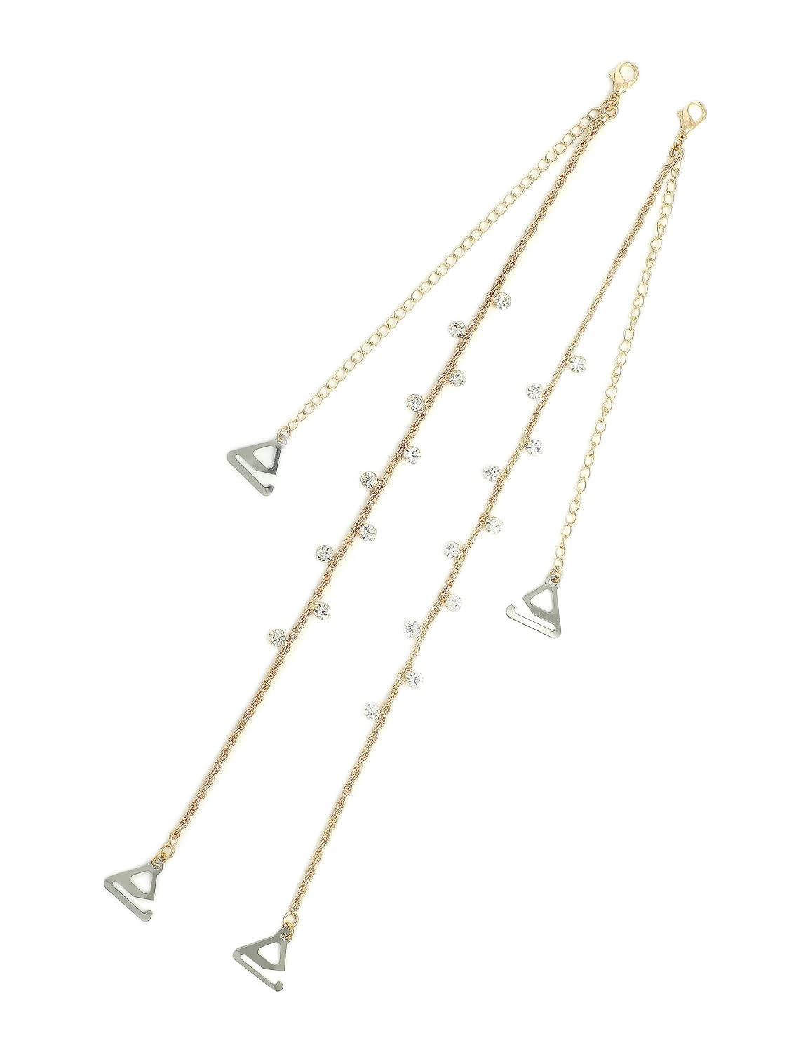 El Regalo 1 Pair Fancy Crystal Stones Bra Shoulder Straps- Beauty Back Shoulder Strap Bra Adjustable Shoulder Strap for Wedding/Party Gowns (Golden)