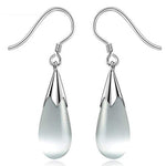 El Regalo Opal Cat's Eye Drop Earrings for Girls & Women - Valentines Day Gift for Girlfriend & Wife (White)