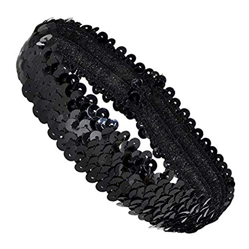 El Regalo Elastic Stretch Sparkle Glitter Fashion Sequin Headband for Babies, Kids, Girls,Teens (Black)