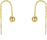 El Regalo Modern Sui Dhaga Threader Earrings for Women - Minimalist Long Pull Through Chain Earrings - Light Dangle Needle Threaders for Multiple Piercings, Sensitive Ears (Green Crystal)