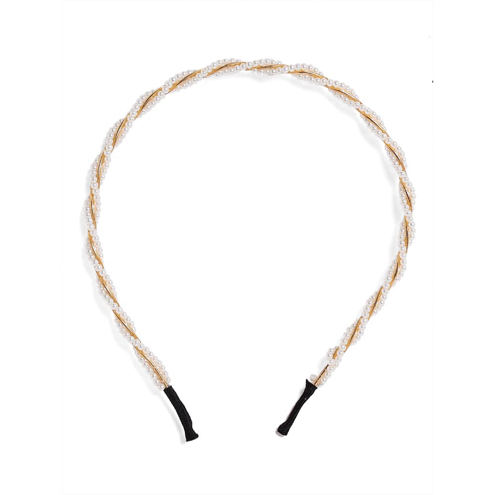 El Regalo Pearl Beads Decoration Hair Band Headband for Kids, Girls and Women | Bridal Party Pearls Hairbands (2 Layers Stylish Pearls Hairbands)