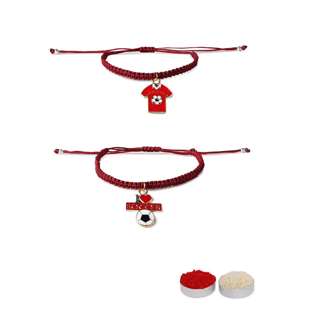 El Regalo Quirky 2PC Sports Rakhi for Kids | 2 Sport Balls Rakhis Combo Set for Brother/Niece/Nephew- Rakhi for Sports Lovers Bhai with Roli-Chawal, Message Card in Rakhi Gift Box (Option-7)