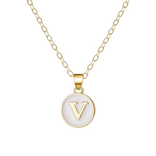 El Regalo Unisex-Adult Personalized Name Initial Letters Pendant Necklace-Enamelled Name Initials Pendant with Stainless Steel Chain (V)
