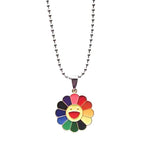El Regalo 1 PC Cute Colorful Rainbow Cloud, Daisy Flower, Love Heart Pendant Necklaces for Toddlers/Kids/Girls/Teens/Women (Daisy Flower Pendant)