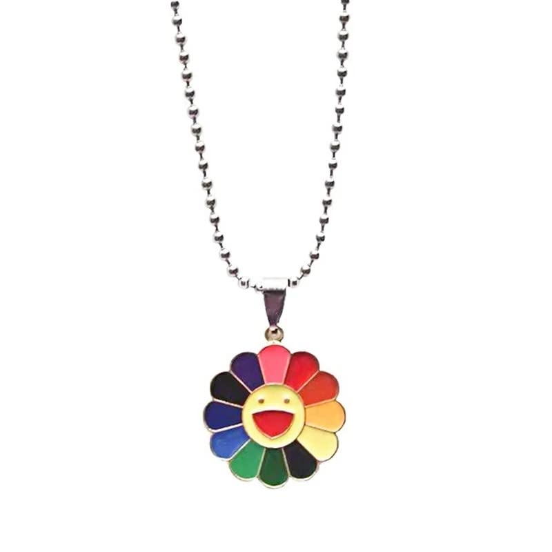 El Regalo 1 PC Cute Colorful Rainbow Cloud, Daisy Flower, Love Heart Pendant Necklaces for Toddlers/Kids/Girls/Teens/Women (Daisy Flower Pendant)
