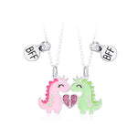 El Regalo 2 PCs BFF Best Friend Forever Split Magnetic Matching Unisex Pendant Necklaces Set- Friendship Necklaces Set for Besties/Best Friends/Soul Sisters (BFF Dinosaurs Necklaces Set)