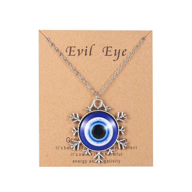 El Regalo 1 PC Evil Eye Hamsa Hand Unisex Pendant Necklace for Men & Women- Fancy Evil Eye Nazar Amulet (Snowflake Evil Eye)