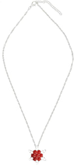 El Regalo Small Snowflakes Inlaid Rhinestones Crystal Pendant Necklace for Girls & Women (Red)