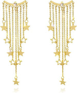 El Regalo Women's & Girl's Luxury Exaggerated Long Stars Tassels Earrings - Lightweight Party Earrings for a Stunning Look - Gentle Move, Elegant Design for Special Occasions