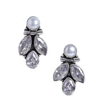 El Regalo Pearl Earrings, 925 Silver Plated Vintage Stones Pearls Stud Earrings for Women & Girls- Silver Lookalike Pearls Earrings (White)