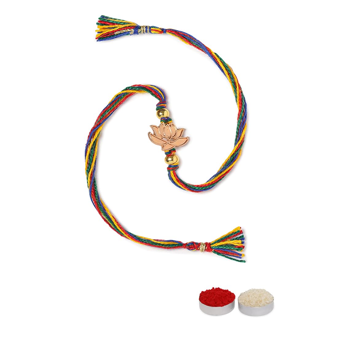 El Regalo 1PC Simple Lotus Flower Rakhi for Brother- Minimalist Lotus Thread Rakhi with Roli Chawal, Rakhi Message Card in Rakhi Gift Box (Option-6)
