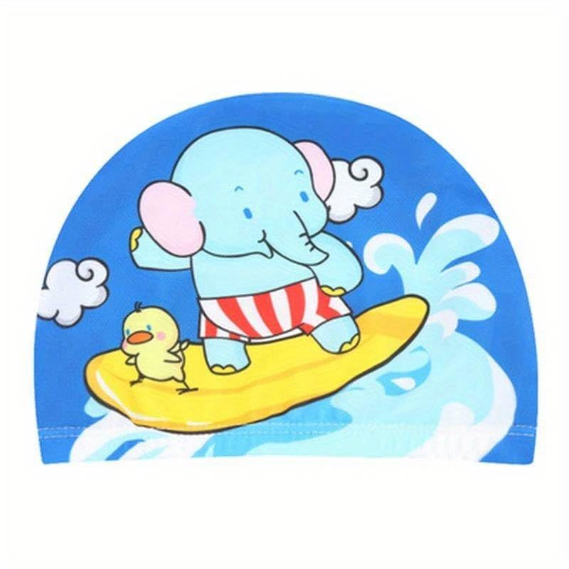 El Regalo 1PC Cute Cartoons/Animal Printed Kids/Babies Swimming Cap (1-6 Years Old) Comfortable Breathable Polyester Fabric Swimming Caps (Not Waterproof) (Cute Elephant Swimming Cap)