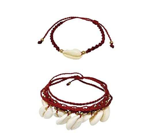 El Regalo Womens Rakhi Set for Bhaiya & Bhabhi Natural Cowrie Rakhi Set for Brother & Sister-in-Law Charm (Red & White)