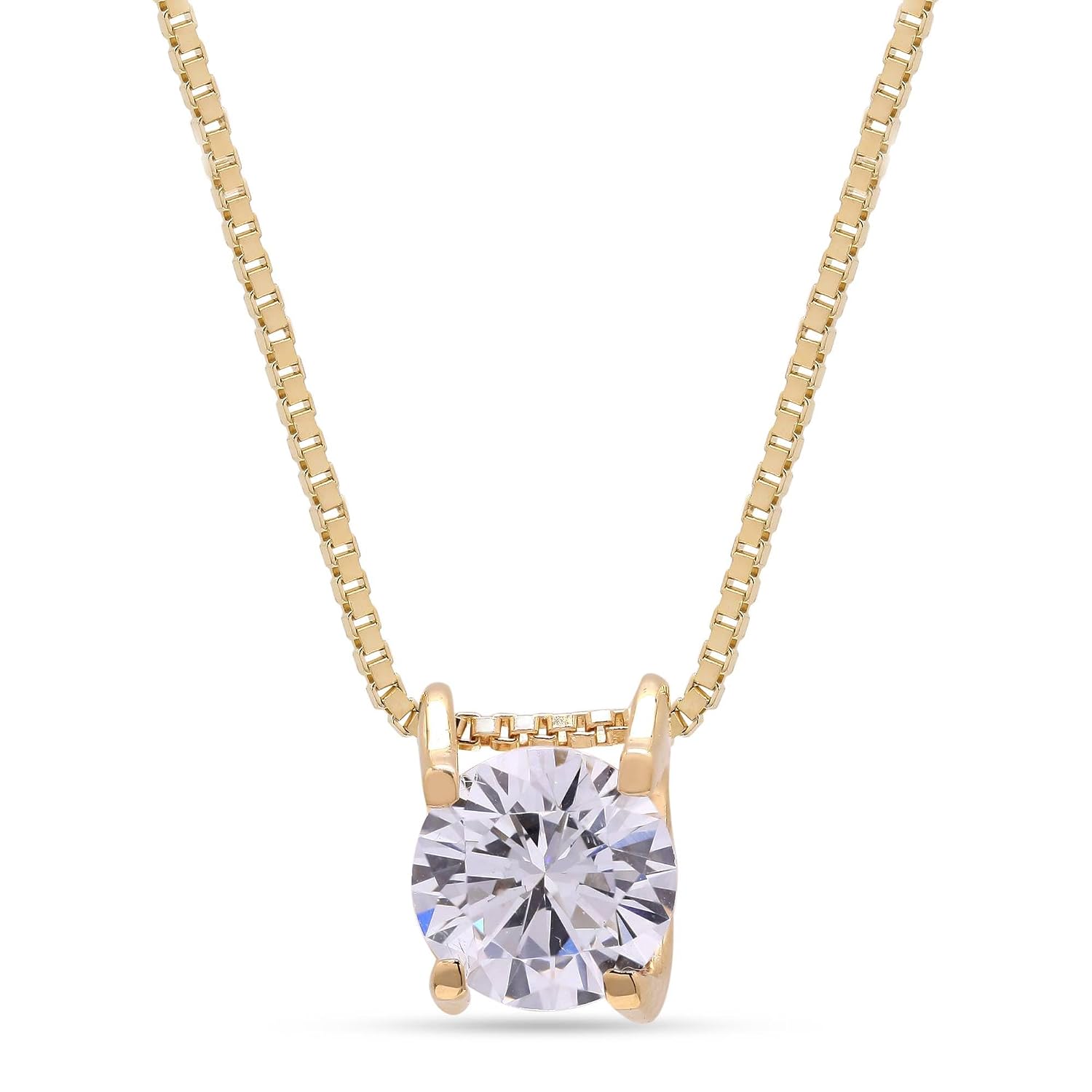 El Regalo Elegant Stainless Steel Solitaire Necklace for Women & Girls | Luxury Round Cut Cubic Zirconia Pendant Necklace
