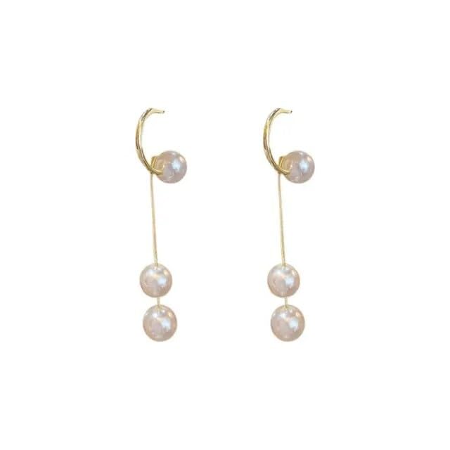 El Regalo Fancy Pearl Earrings- Golden Pearl Tassel Long Statement Earrings for Girls & Women (Pearls Threader Earrings)